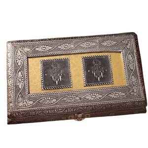Handcrafted Dreamcatcher Embossed Silver AluminumJewelry Box 8x4x2.75